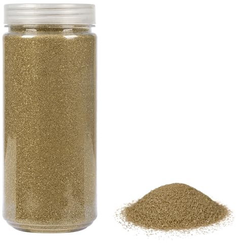 HEKU Hochwertiger goldener Dekosand (ca. 750g) I Feine Körnung (0,1-0,5mm) I Wiederverschließbare Dose I Vielseitig für Deko und Bastelarbeiten, Gold