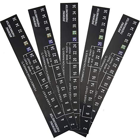Raguso 5pcs Beer Thermometer Stick on Brewing Thermometer Adhesive LCD Thermometer Sticker for Homebrew Beer Wine Brewing and Fermentation