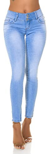 Koucla Enge Casual Skinny Röhren Hüft Jeans mit Push Up-Effekt und Deko Schleife 36