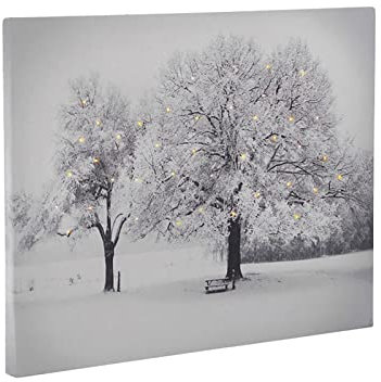 Wandbild Bäume LED-Beleuchtung 40 Lichter Leuchtbild 30 x 40 cm Leinwandbild