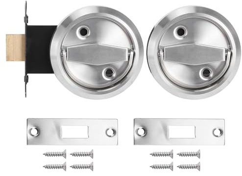 cyrank Storefront Door Mortise Lock Double Keyed Deadbolt Lock, Thumb Turn Locks Double Sided Locks Stainless Steel Ring Handle Door (Silver)