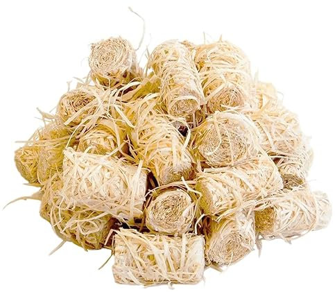 FLASHPRIX Pack 20 Encendedores de Leña Naturales, Lana de Madera para Astillas Encendido, Madera Seca Natural para Barbacoa, Chimenea, Caldera y Estufa, 20 Encendedores Leña