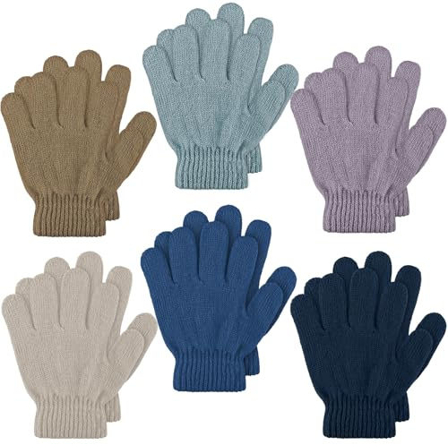 SATINIOR 6 Paar Winter Kinder Handschuhe Kleinkinder Strickhandschuhe Baby Stretch Fäustlinge (Mehrfarbig, 1-4 Jahre)