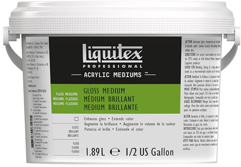 Liquitex 5338 Professional Medio brillante y barniz para pinturas acrílicas, aumenta el brillo y mejora la película de color y la profundidad del color - botella de 1,89, transparente
