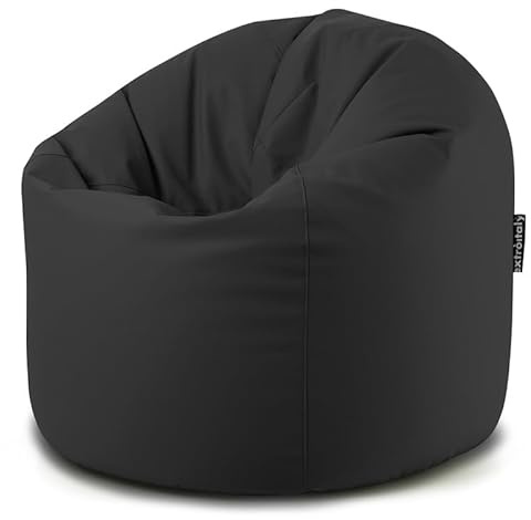 extroitaly Pouf Sacco XXL (Nero) Poltrona in Ecopelle Idrorepellente di Alta Qualita' diametro cm.95 schienale cm.h.130 Riempimento Incluso Cuciture Ribattute Cerniera sul Fondo