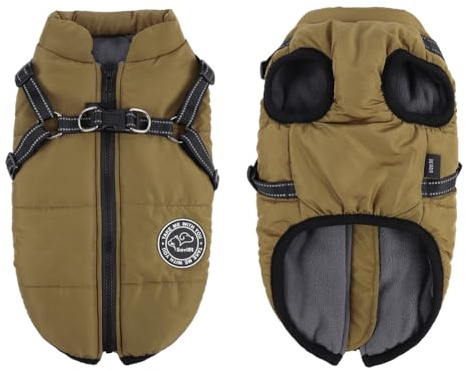 Savlot 2-in-1 Dog Harness Jacket | Waterproof Winter Coat with Reflective Vest, Fleece Lining & Zipper for Small, Medium, Large Dogs
