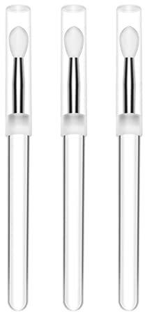 Huaqgu Silicone Lip Brushes - 3 Pack - Lipstick, Eyeshadow, Lip Gloss Applicator - Dirt-Proof Caps - Easy to Clean & Carry