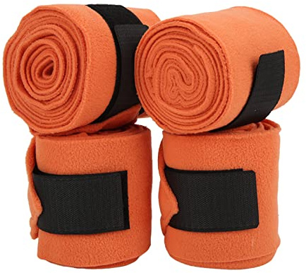 OPPWONG Horse Leg Wraps, 4Pcs Equestrian Leg Bandage Wrap Set Standing Wraps For Horses Lamb Leg Wraps Self Adhesive Double Sided Fleece Horse Leg Bandages For Training Exercising (Orange)