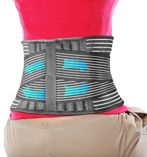 BEBSR Back Brace for Men and Women, Adjustable Lumbar Support Belt for Lower Back Pain, Herniated Disc, Sciatica, Scoliosis, Breathable Mesh (Small/Mudium)