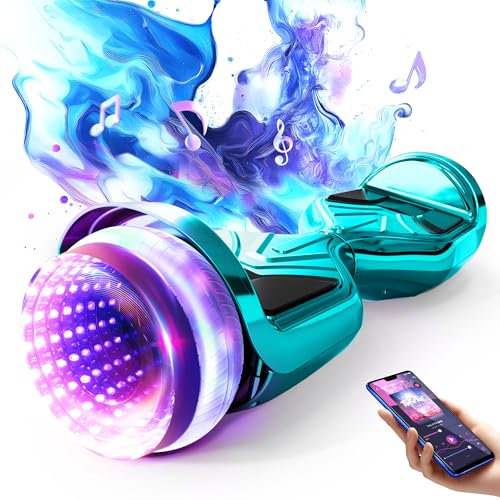 SISIGAD Hoverboard, 6,5 pounce Flash Wheel zelfbalancerende scooter met led-lampjes en bluetooth-luidspreker, muziekhoverboard