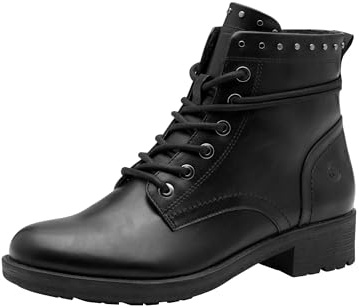 Tamaris Damen Lace Boot Flat 1-25133-45, Botas Cortas al Tobillo Mujer, Negro, 38 EU