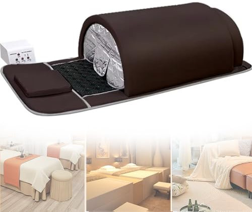 1200W Ferninfrarot-Sauna-Kuppel,360° Professionelle Infrarotsauna für eine Person,Trockene Infrarot Sauna Box für ganzen Körper,für Zuhause,Spa,Schönheitssalon,Brown