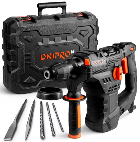 DNIPRO-M Martillo Perforador SDS Plus 1650W 5,5J, Taladro Percutor Profesional 4 Modos, Velocidad Variable, Sistema Antivibración, Embrague de Seguridad R-Control, Ø36 mm Hormigón, Cable 4 m, BH-20