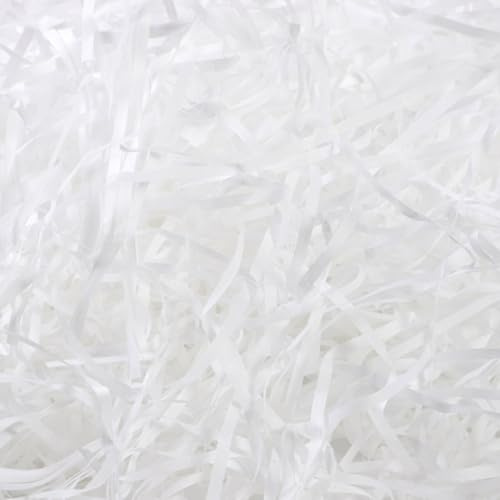 100g White Raffia Shredded Tissue Paper for Gift Boxes Soft Packaging Stuffing for Crafts Hamper Filling and Shredded Filler for Party Halloween Christmas Father's Day