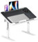 Höhenverstellbarer Laptoptisch fürs Bett 60x40cm, Klappbarer Betttisch mit 4 Neigungswinkeln, Lapdesk mit Tablet-Ständer & Anti-Rutsch-Kante, Faltbarer Frühstückstisch für Sofa, Couch & Boden, Schwarz
