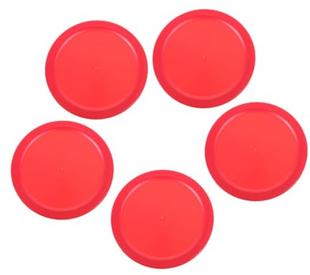 FOYTOKI Set de Palets de Hockey sur Air en Plastique Rouges Lot de 5 Forme Ronde 2 Pouces, pour Jeux de Table et Matchs de Hockey en Intérieur