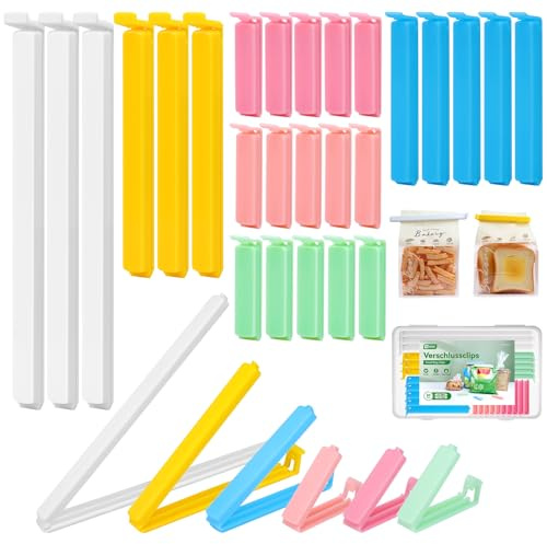 Inwee 26 Stück Verschlussclips, 6 Farben&4 Größen Verschlussclips für Beutel,Tütenclips Verschlussclips für Frischhalten, Clips Groß, Wiederverwendbare Klammern für Gefrierbeutel und Tierfutterbeutel