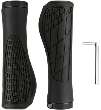 Bbtcxjs 1 Pair Bicycle Handlebar Grips, Ergonomic Mountain Bike Handlebar Grips, Soft Rubber Black Non-Slip Handle Bar Grip for 22.2mm MTB Road City Mountain Bike Handlebars Gripss