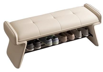 Ottomanes Para Cambiar Zapatos De Entrada, Estantes Para Zapatos Simples Y Sillas, Bancos De Almacenamiento Para Pasillo, Dormitorio, Sala De Estar, Centro Comercial, Oficina ,80*35*42CM,White