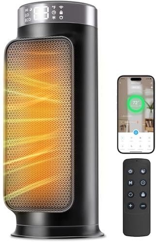 Wlep Intelligenter Heizlüfter Energiesparend, 1800W PTC Heater mit WLAN/App/Alexa/Google-Sprachsteuerung für den Innenbereich, Heizen & Kühlen 2 in 1, Heizer für bad, Home Office, Schlafzimmer