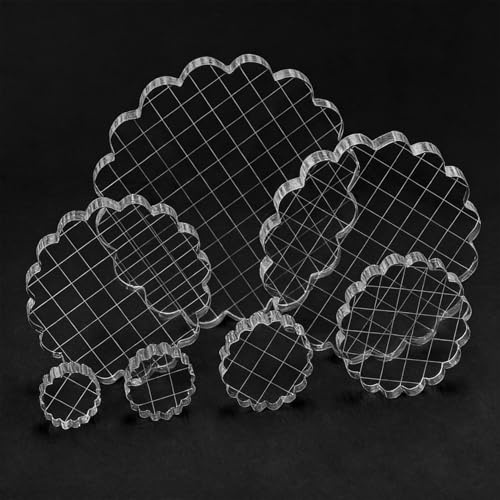 9 Piezas Bloques de Estampación de Acrílico Transparentes, Bloques de Sellos de Acrílico Transparente con Líneas Cuadrícula para Sello de Silicona, Scrapbooking, Manualidades de Bricolaje
