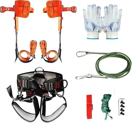 Best Tree Climbing Gear,Tree Climbing Spikes, Tree Climbing Gear with Adjustable Climbing Straps and Steel Core Flip Line, Rock Climbing Kit with Triple Lock Lanyard Adjuster