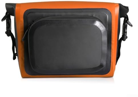Besttoolifes Riñonera impermeable para ciclismo y senderismo, bolsa frontal para bicicleta con correa de hombro ajustable, revestimiento de PVC resistente al desgarro para portador delantero, grande