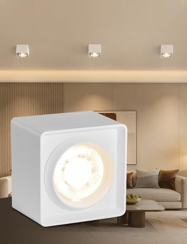 FOOC Faretto da soffitto a LED piatto con grande superficie luminosa, 9 W, luce bianca calda, 230 V, angolo di diffusione 36°, in alluminio, per camera da letto, soggiorno e studio, illuminazione