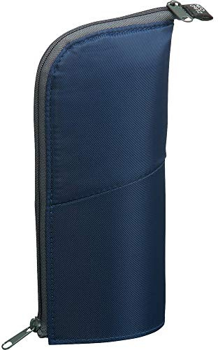 KOKUYO Pencil Case Pouch, Neo Critz Standing Pen Pouch Bag, Foldable Stand up Pencil Holder Organizer, Small Portable Pencil Box for School Office Supplies, Navy x Blue, Regular Size (F-VBF180-2)