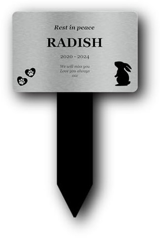 OriginDesigned Lapin commémoratif personnalisé pour tombe ou piquet – Pour une utilisation en extérieur dans le jardin ou dans un pot de fleurs – Maintenant avec une option photo (graphique)