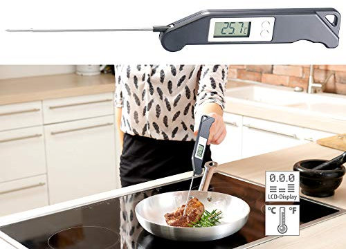 Rosenstein & Söhne Termometro per zucchero: Termometro domestico digitale, pieghevole, Sonda da 13 cm, fino a 200 ° C (tè termometro, Termometro domestico, Termometro da bagno)