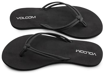 Volcom Women's Forever and Ever Flip Flop Sandal – Soft Recliner Comfort Footbed, Black Out - New, 8
