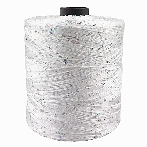 Filato all'uncinetto per lavorare a maglia filato di poliestere con paillettes filato con anelli Filato per maglieria con filato a spirale grande lurex, 01