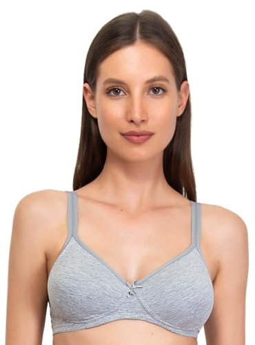 SIELEI, Reggiseno Semi-Imbottito Senza Ferretto, Realizzato in Cotone Biologico, 100% Naturale, Designed in Italy, Color Grigio Melange, Taglia 4C