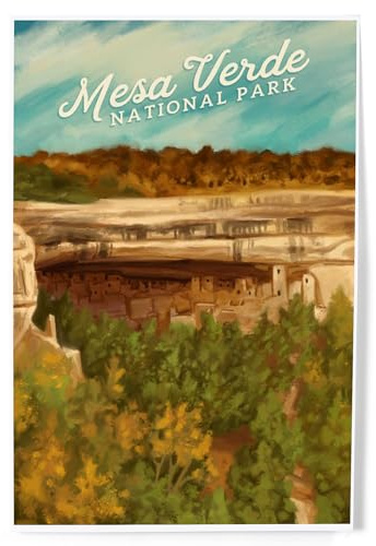 Lantern Press Mesa Verde National Park, Colorado, Cliff Palace, Oil Painting, 8x12 Inch Art Print Wall Decor