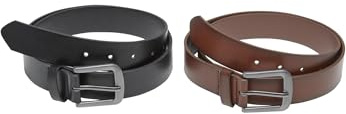 Urban Classics Easy Synthetic Leather Belt 2-Pack black/silver+brown/silver, L/XL