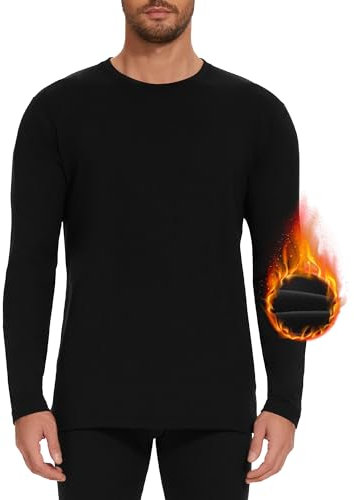 AKKQHH Thermoshirt Herren Thermo Oberteil Longsleeve Langarmshirt Thermounterwäsche Skiunterwäsche Warm Unterwäsche Männer Funktionsunterwäsche Winter(Schwarz,M)