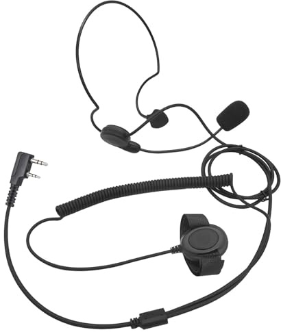 HELETUL Boom Mic Ptt Earpiece Behind Head Over The Ear Two Way Radio Headset Headphone for Baofeng Retivis Kenwood Samcom Arcshell 2 Pin uv5r bf-888s h-777s rt21 rt22 ar-6 Walkie Talkies