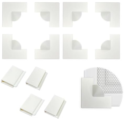 2 Sets Acrylic Window Screen Corners Accessories Applicable to All Magnetic Window Screen with 8Pcs Window Screen Reinforced Corners and 4 Pcs Windproof Clips for Fixing and Replace (White)