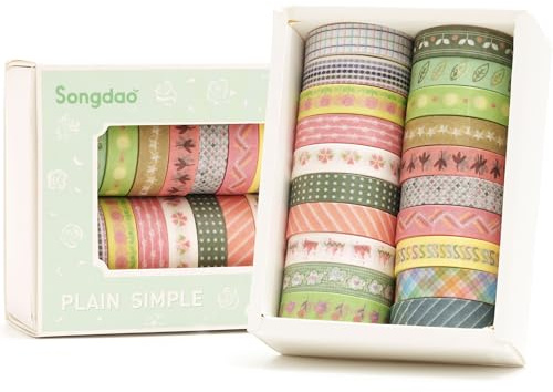 Songdao Basic Washi Tape Set 20 rullar maskeringstejp dekorativ tejp för scrapbooking DIY hantverk (stil fem)