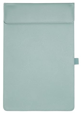 PATIKIL Portapapeles De Cuero PU Tamaño Carta A4 9.5x13.5 Carpeta Magnética De Negocios Con Organizador Y Soporte Para Bolígrafo Estilo Tablero De Escritura Oficina Modelo 2 Cyan