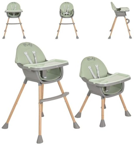 Moni, seggiolone Biscotti 2 in 1 Seggiolone Piedini antiscivolo Doppio vassoio, colori:ecologica