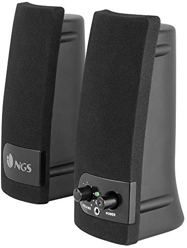 NGS SB150- Altoparlanti Multimediali 2.0 per PC, 2W, Uscita Cuffie, Connessione USB, Nero