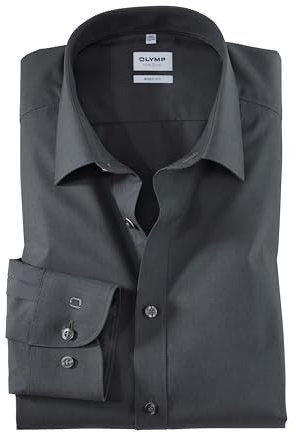 OLYMP Level Five body fit Hemd Langarm mit New Kent Kragen- Gr. 44, Anthrazit