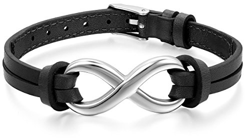 OIDEA Bracciale Braccialetto per Uomo Donna Braccialetto in Pelle Simbolo Infinito Nero Reaglo di Halloween