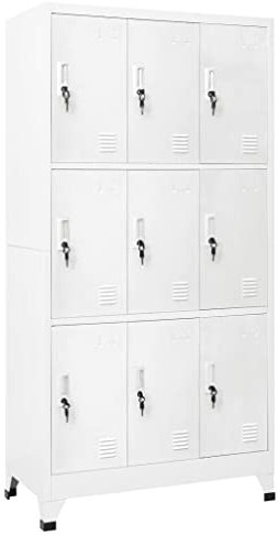 vidaXL Schließfachschrank Umkleideschrank mit 9 Fächern Stahl 90x45x180 cm Grau