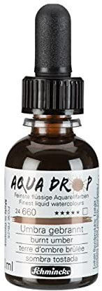 Schmincke - AQUA DROP, flüssige, pigmentbasierte Aquarellfarbe, Umbra gebrannt, 30 ml-Pipettenflasche, 24660034, Urban Sketching, Handlettering