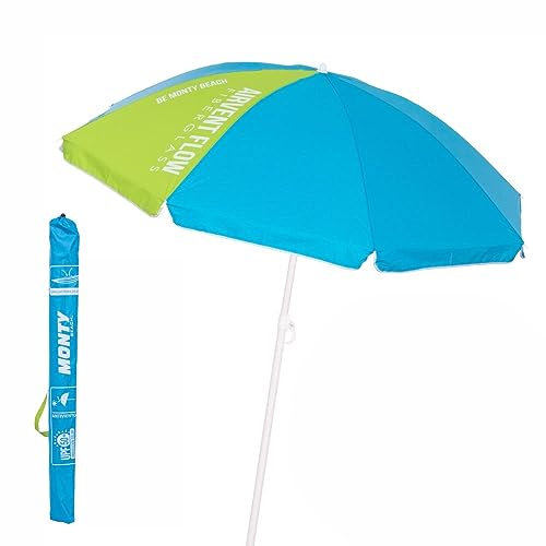 LOLAhome Sombrilla de Playa de 8 Varillas con protección Solar UPF+50 de Acero y Nylon Azul y Verde, de Ø 180 cm