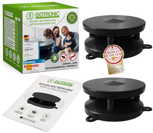 ISOTRONIC Mice Repeller, 2 pieces deterrent to protect you house, garden and car, scarer for mouse, rat, rodents