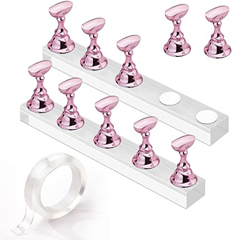 Makartt Acrylic Nail Stand Display, Magnetic Nail Practice Holder for Painting Nails Press on Nails, Nail Painting Stand with 1M Double-sided Tape